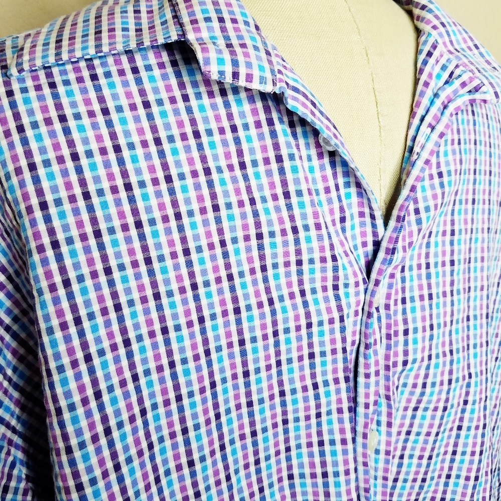 Etro | Purple White Blue Gingham Dress Shirt